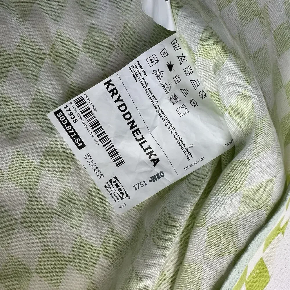 IKEA KRYDDNEJLIKA Children's Apron Floral Diamond Plaid Front Pocket